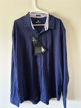 Butter Cloth Men’s Navy Micro-Print Button-Up Shirt NWT